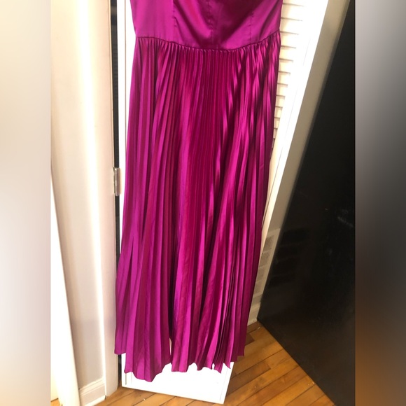 Amur magenta purple Khari one shoulder pleated pink maxi gown dress size 8 $698 - Picture 8 of 12